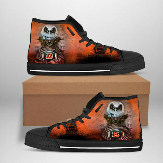 Ideafootwear Cincinnati Bengals High Top Canvas Sneakers Shoes For Men And Women