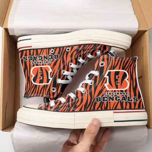 Ideafootwear Cincinnati Bengals High Top Canvas Sneakers Shoes For Men And Women