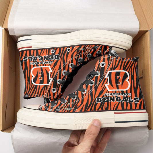 Ideafootwear Cincinnati Bengals High Top Canvas Sneakers Shoes For Men And Women