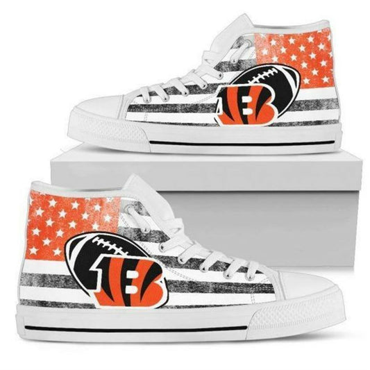Ideafootwear Cincinnati Bengals High Top Canvas Sneakers Shoes For Men And Women