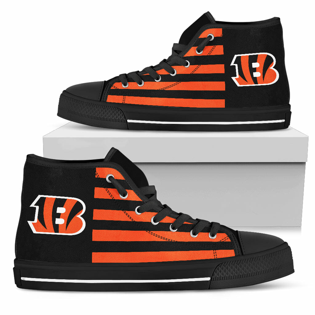 Ideafootwear Cincinnati Bengals High Top Canvas Sneakers Shoes For Men And Women