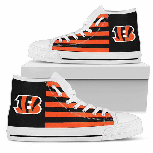 Ideafootwear Cincinnati Bengals High Top Canvas Sneakers Shoes For Men And Women