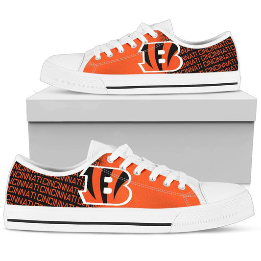 Ideafootwear Cincinnati Bengals Low Top Canvas Sneakers Shoes For Men And Women