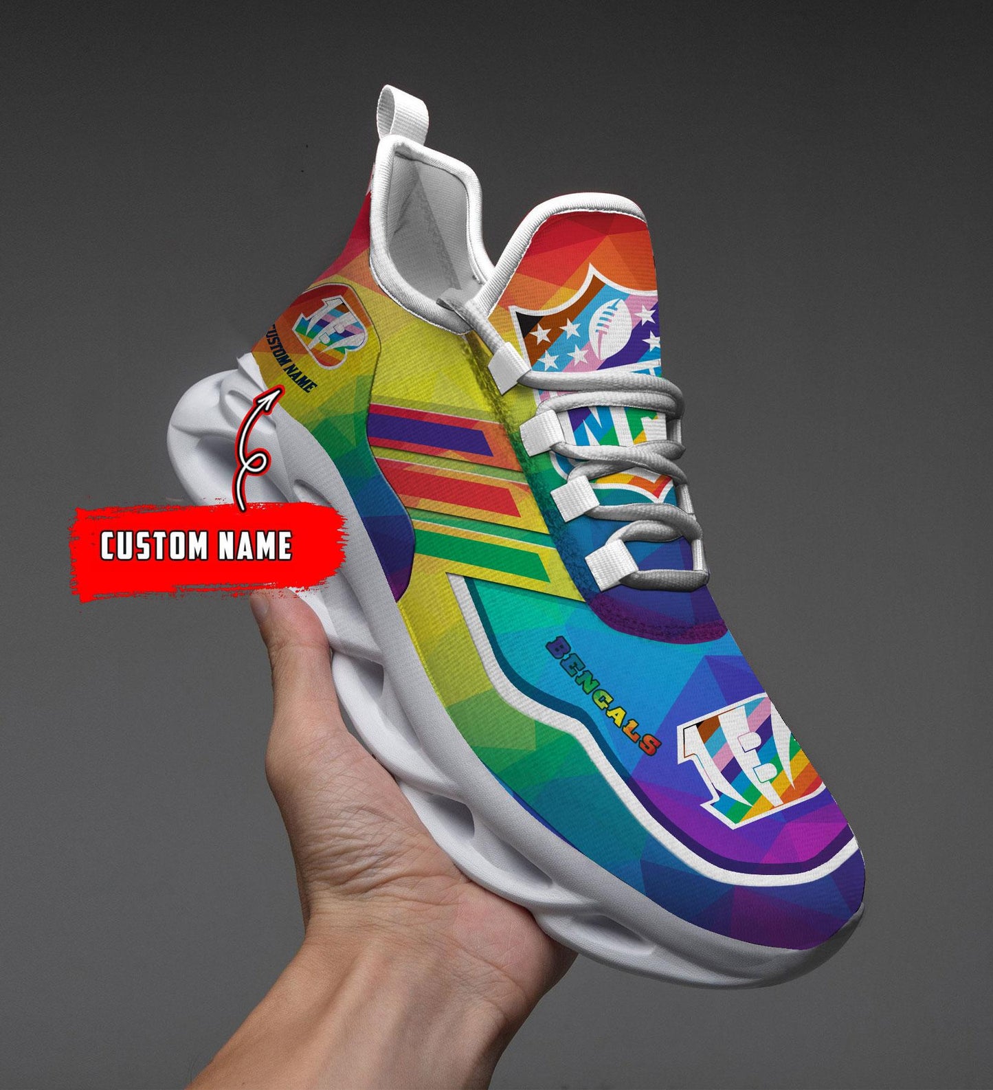 Ideafootwear Cincinnati Bengals Max Soul Shoes Sneakers For Men And Women