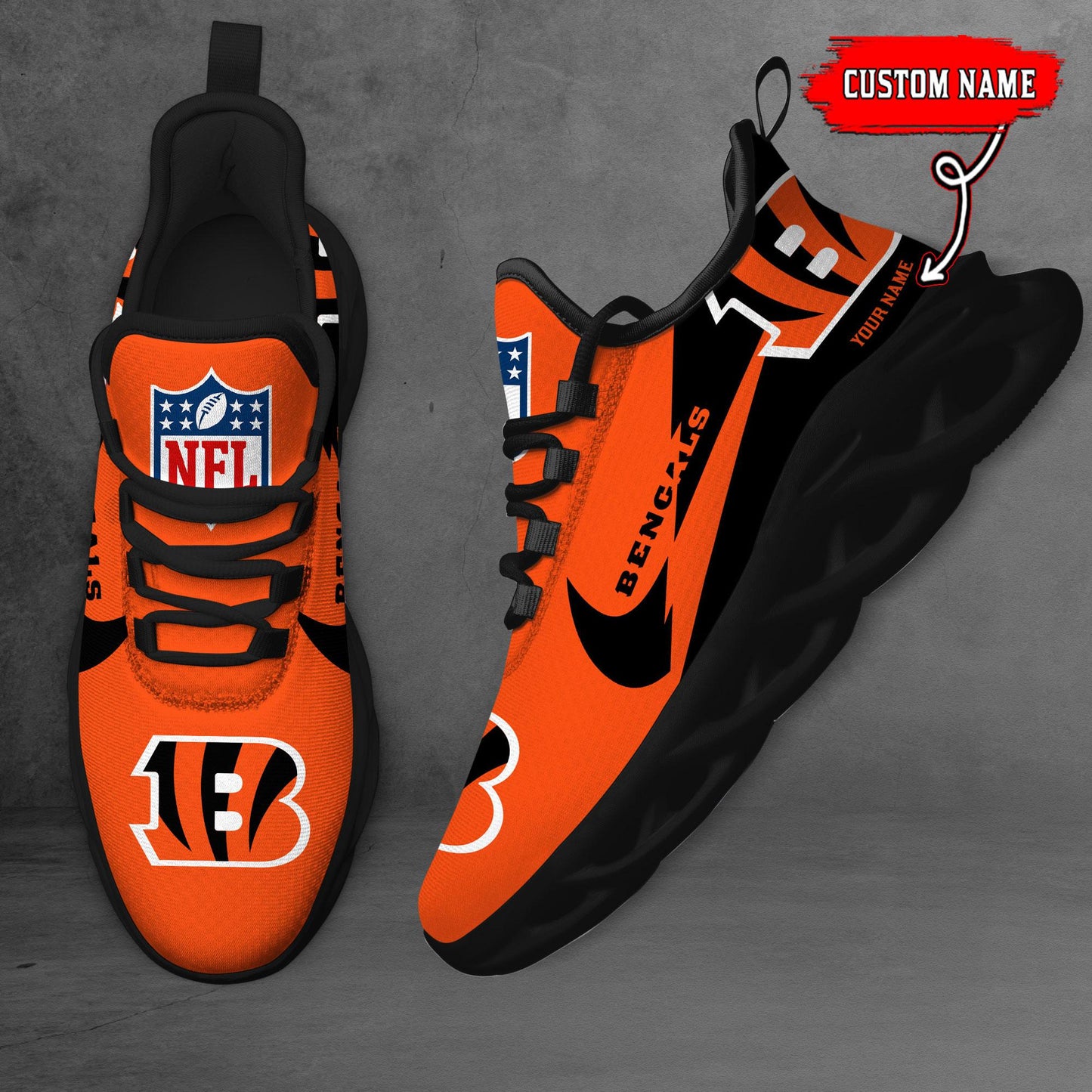 Ideafootwear Cincinnati Bengals Max Soul Shoes Sneakers For Men And Women