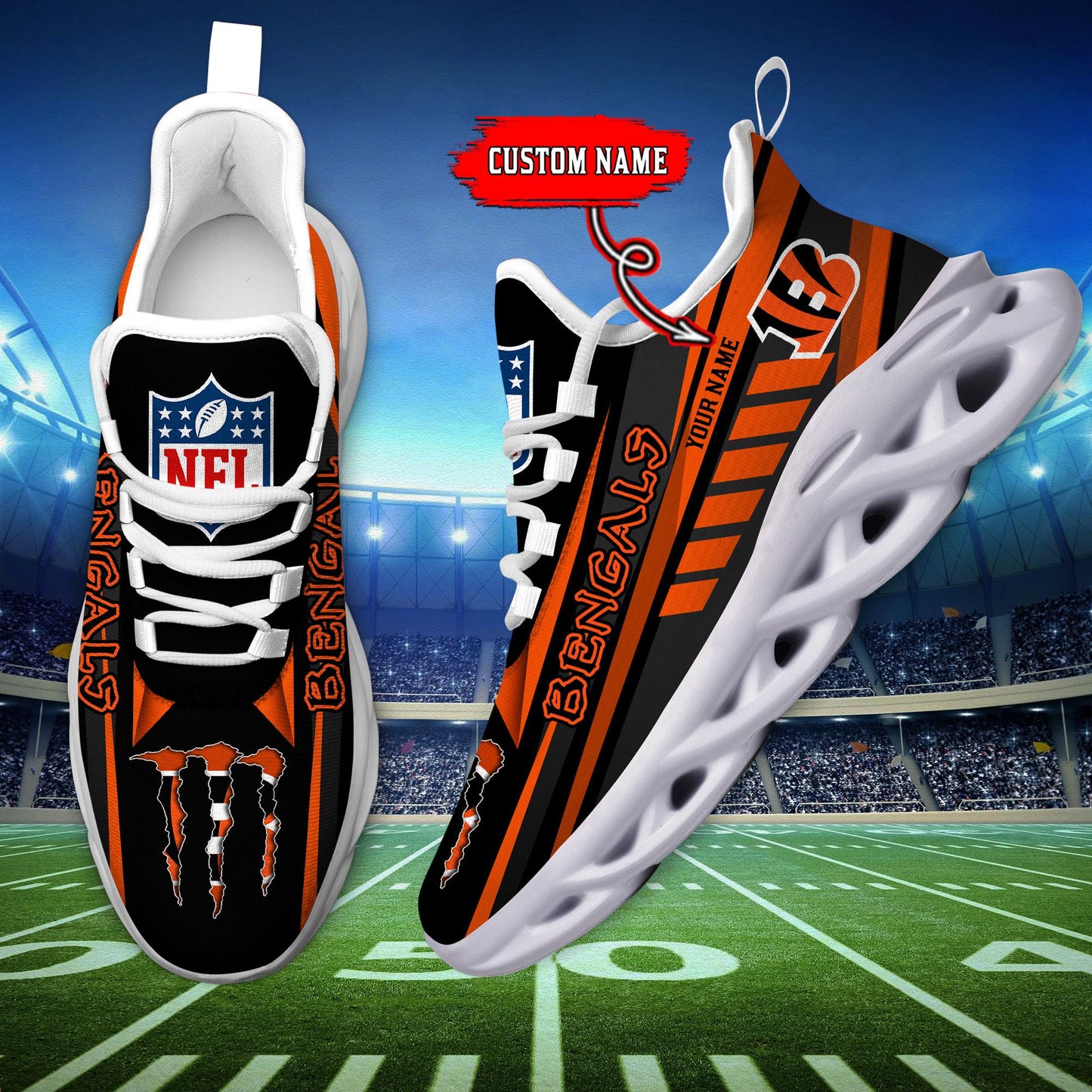 Ideafootwear Cincinnati Bengals Max Soul Shoes Sneakers For Men And Women