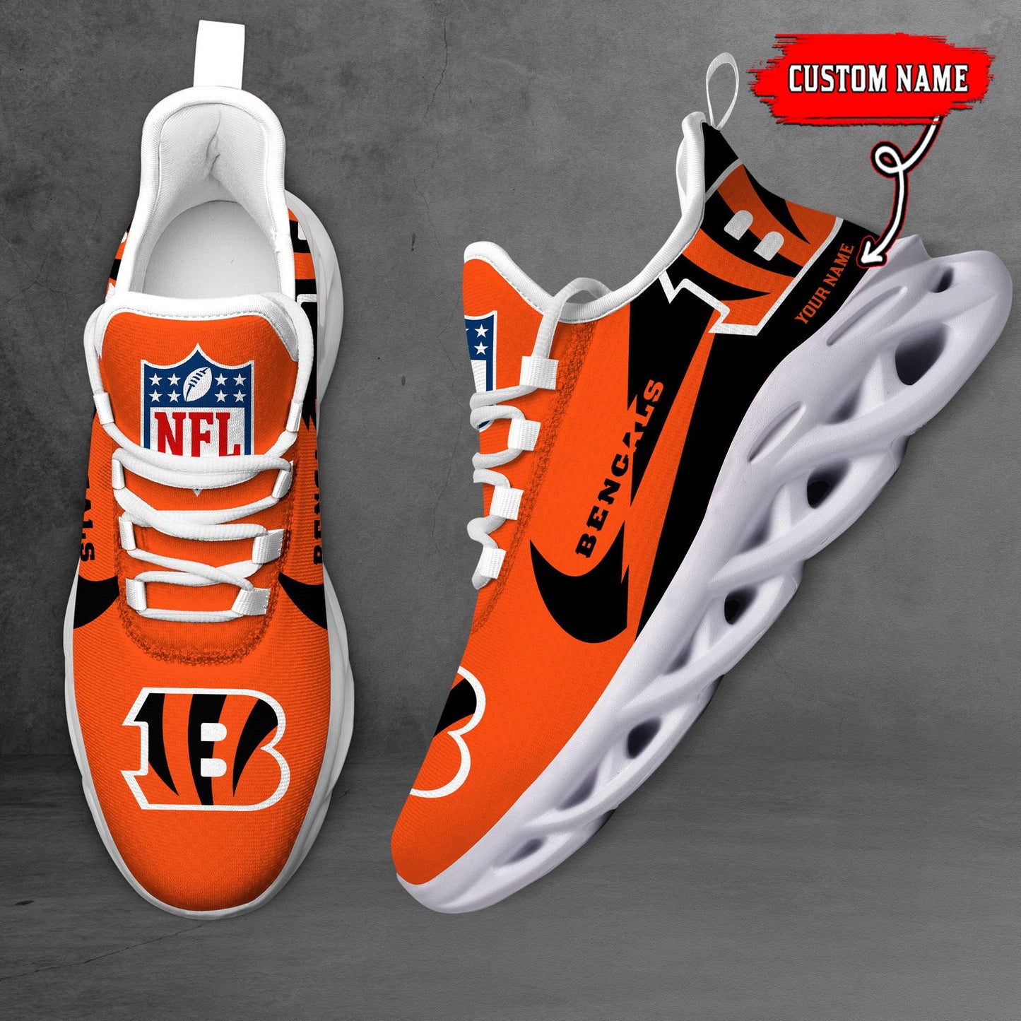 Ideafootwear Cincinnati Bengals Max Soul Shoes Sneakers For Men And Women