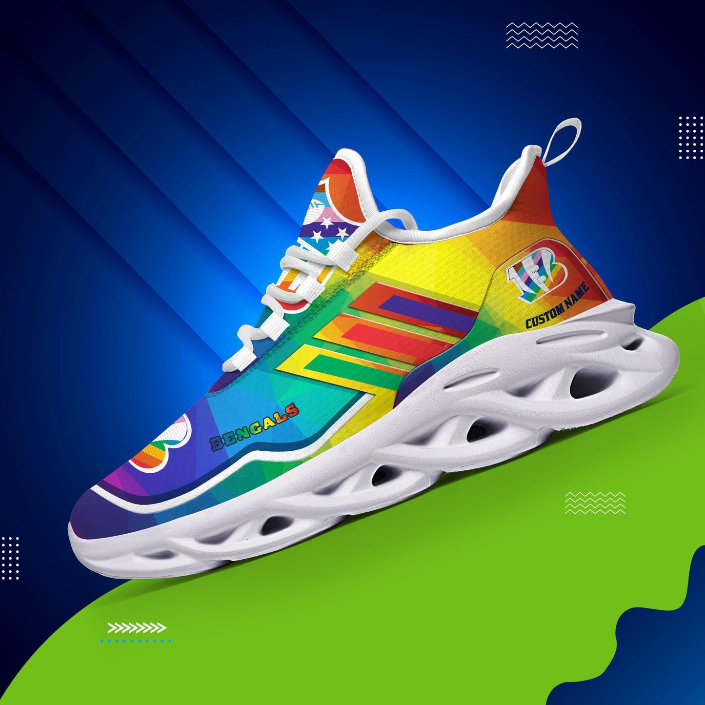 Ideafootwear Cincinnati Bengals Max Soul Shoes Sneakers For Men And Women