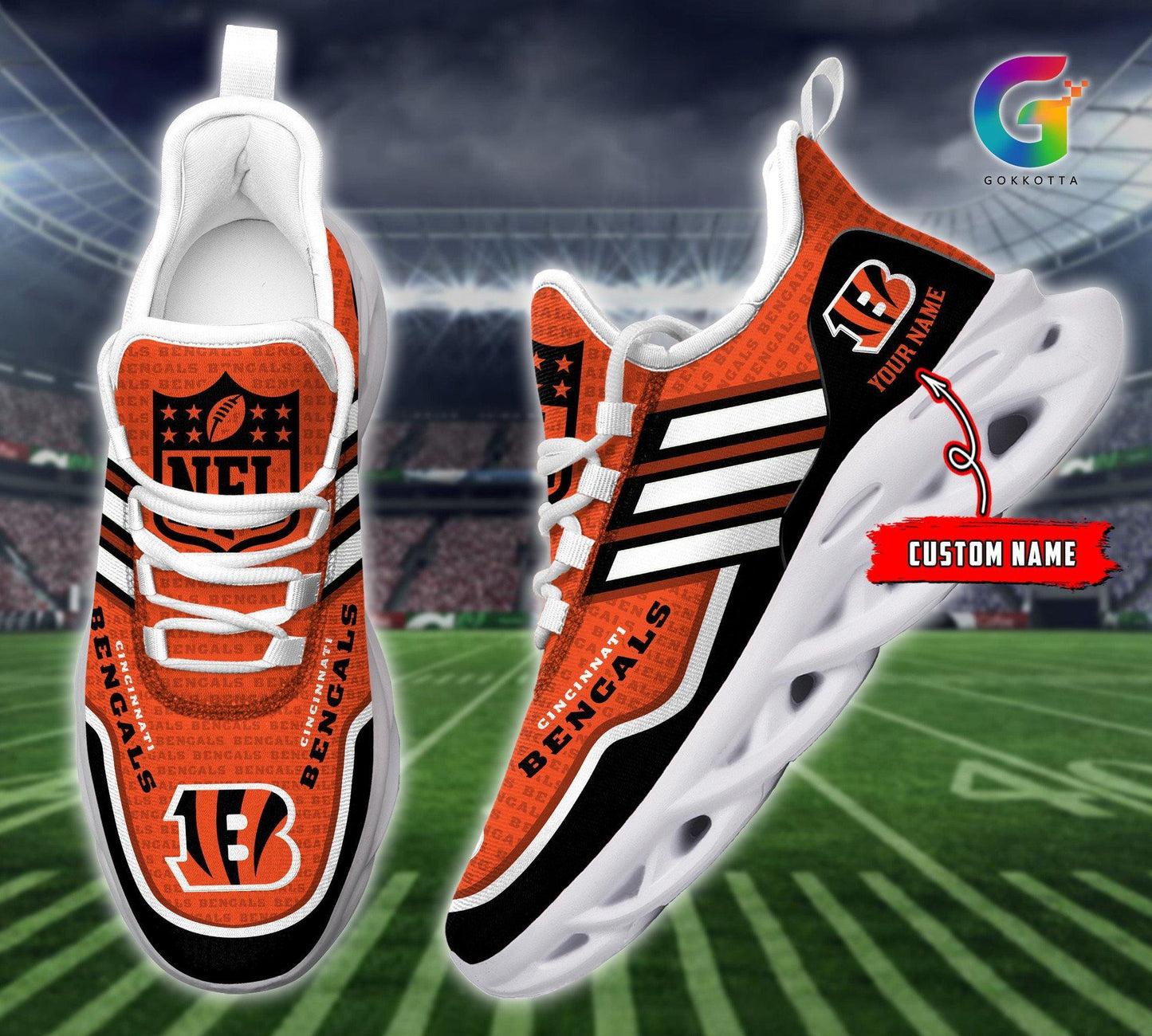 Ideafootwear Cincinnati Bengals Max Soul Shoes Sneakers For Men And Women