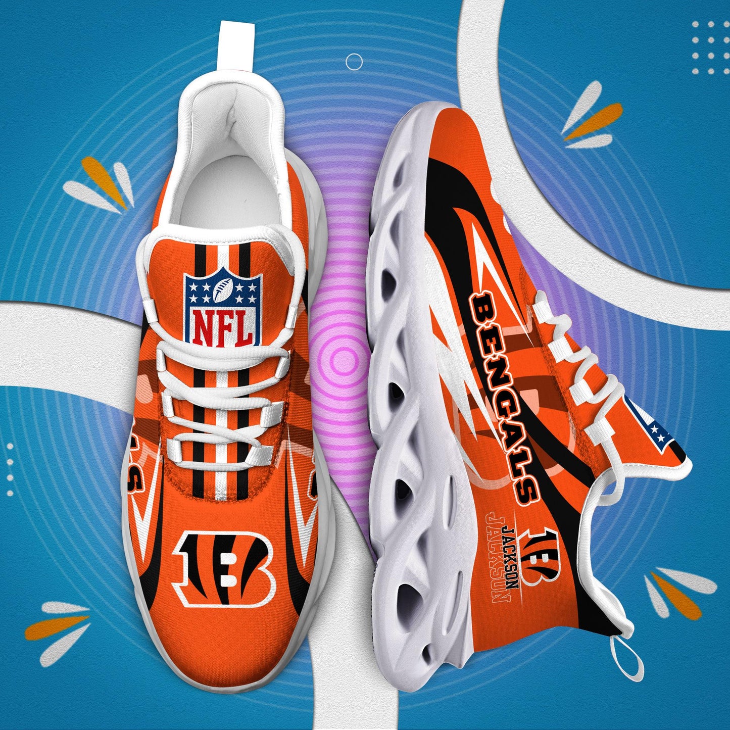 Ideafootwear Cincinnati Bengals Max Soul Shoes Sneakers For Men And Women