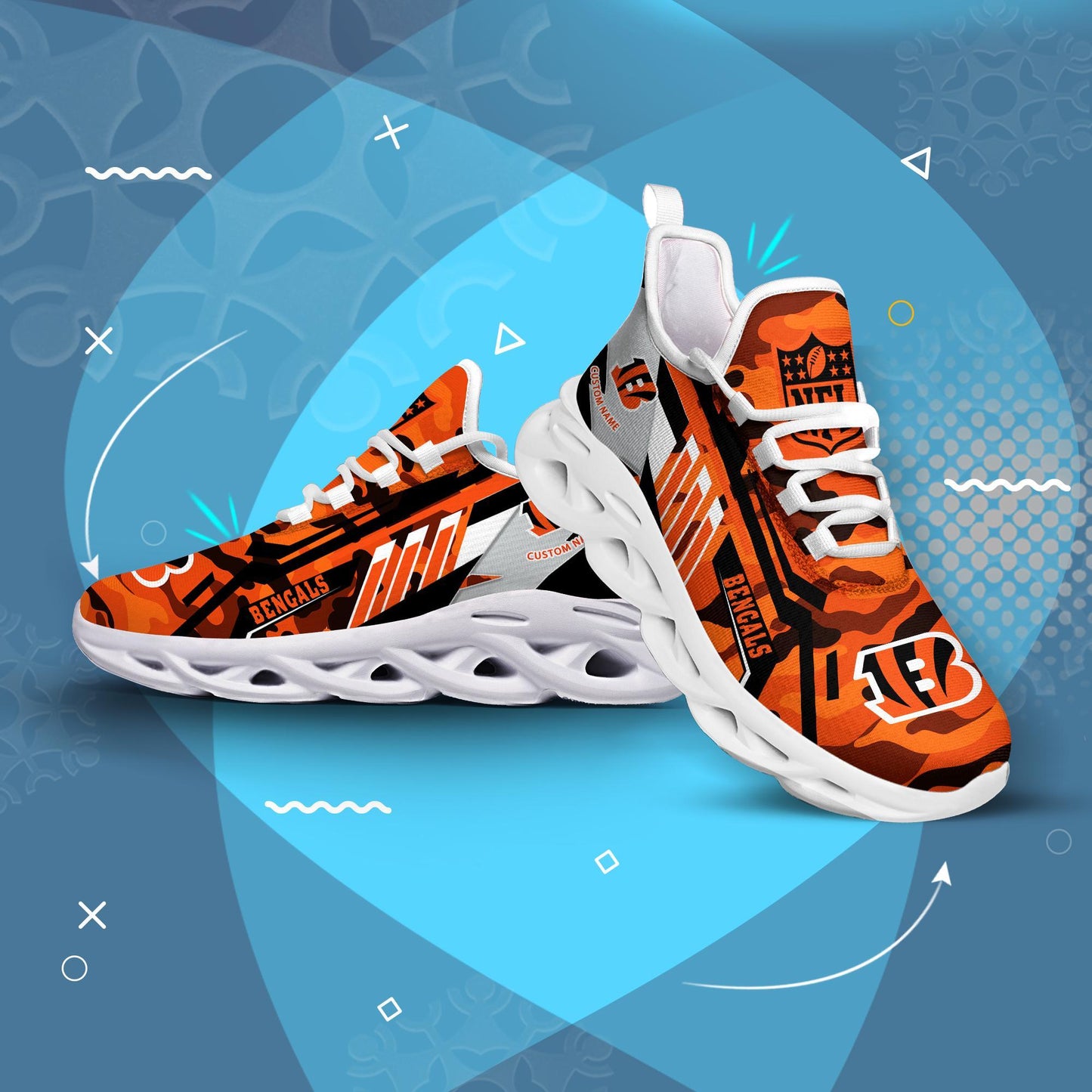 Ideafootwear Cincinnati Bengals Max Soul Shoes Sneakers For Men And Women