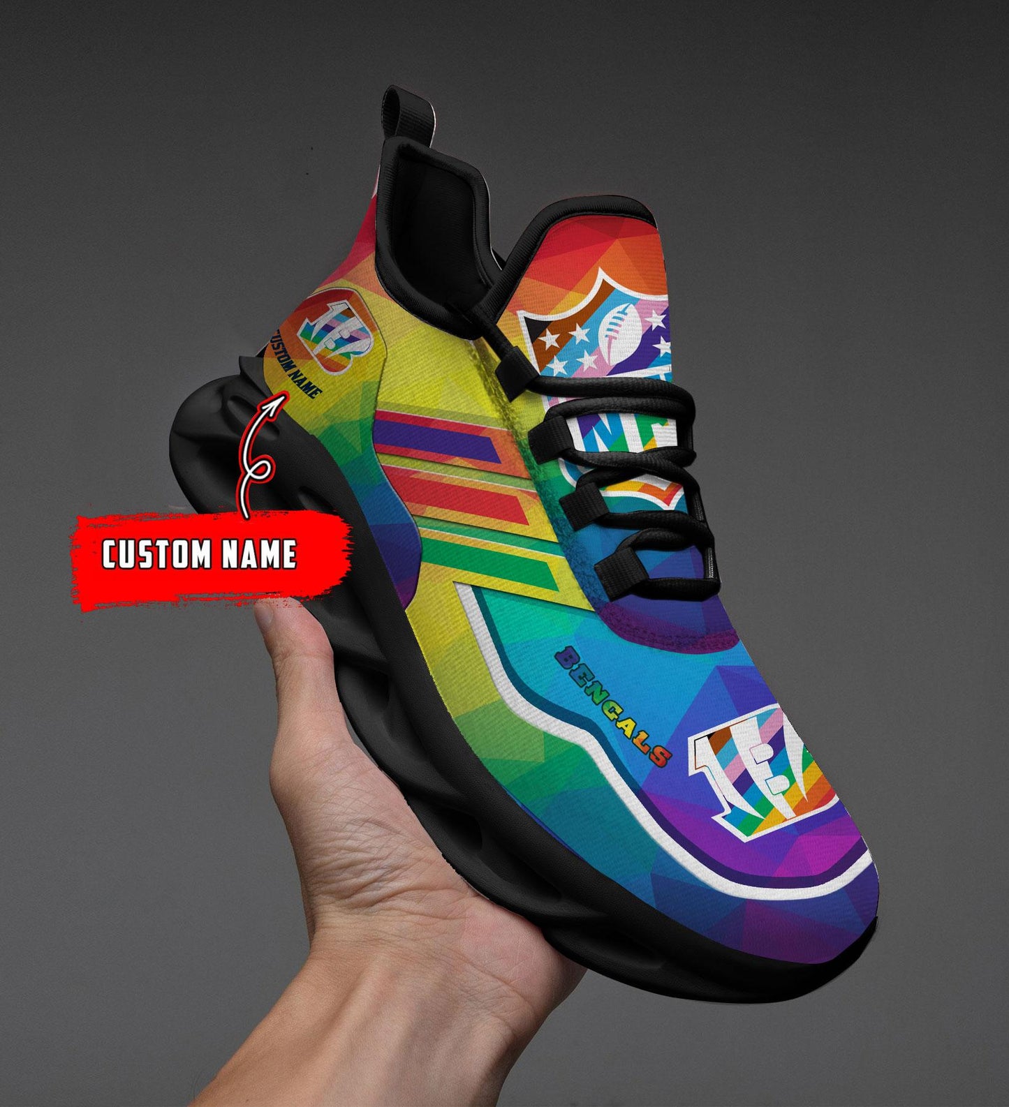 Ideafootwear Cincinnati Bengals Max Soul Shoes Sneakers For Men And Women