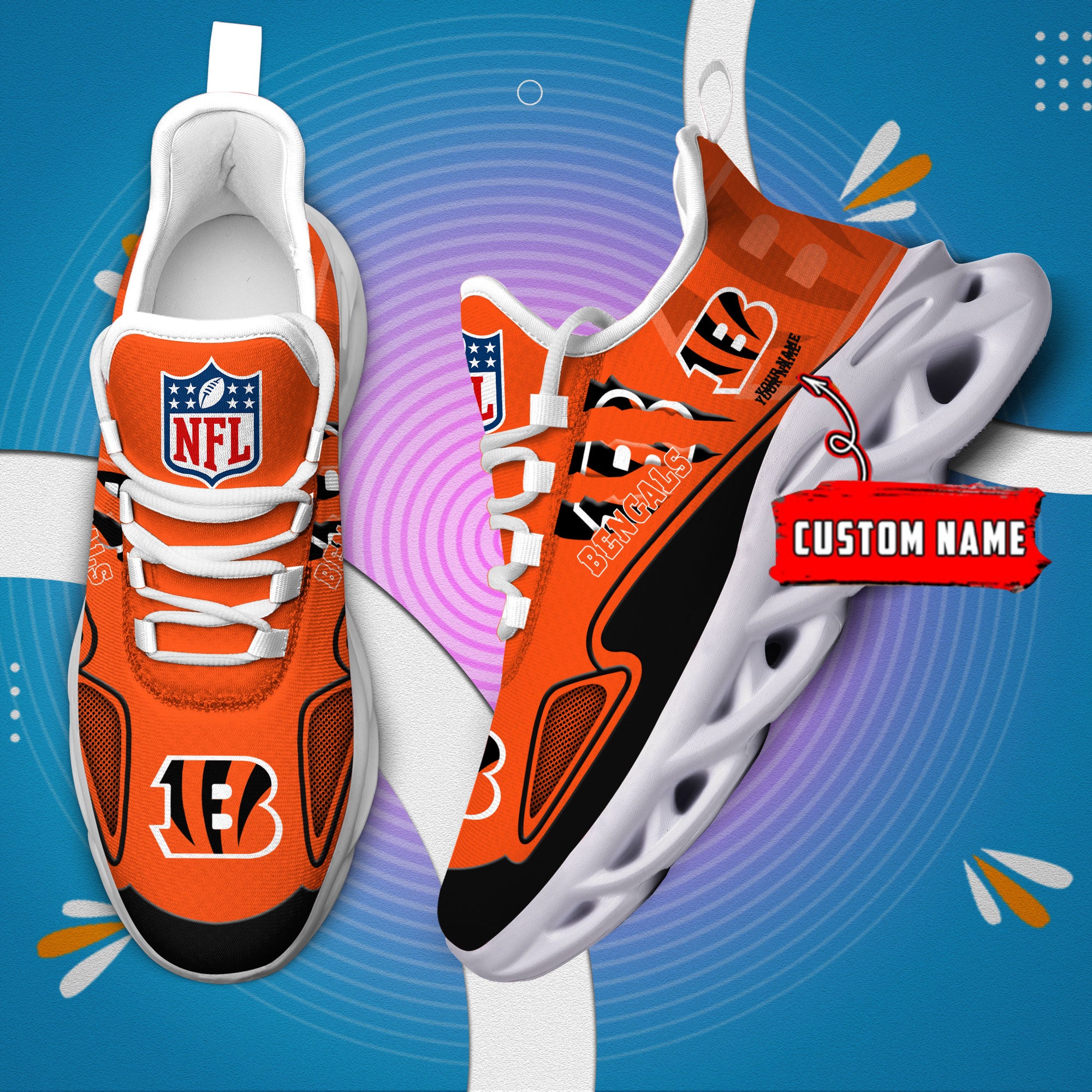 Ideafootwear Cincinnati Bengals Max Soul Shoes Sneakers For Men And Women