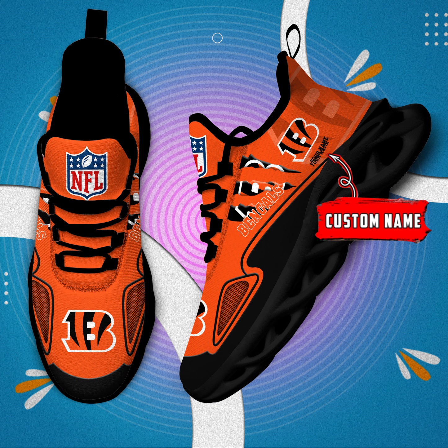 Ideafootwear Cincinnati Bengals Max Soul Shoes Sneakers For Men And Women