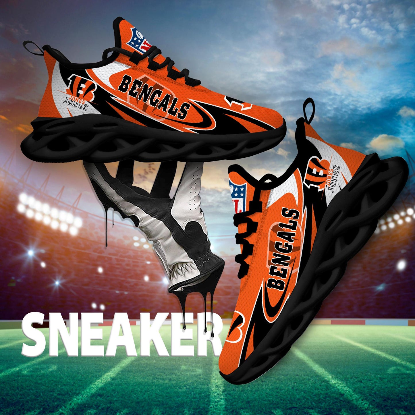 Ideafootwear Cincinnati Bengals Max Soul Shoes Sneakers For Men And Women