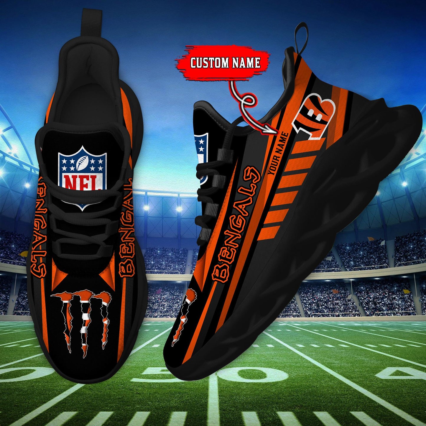 Ideafootwear Cincinnati Bengals Max Soul Shoes Sneakers For Men And Women