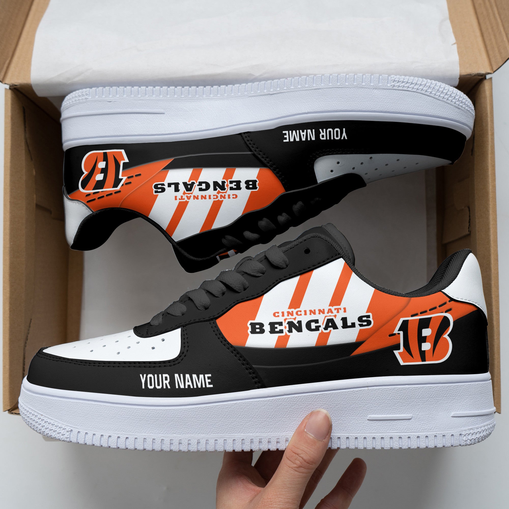 Ideafootwear Cincinnati Bengals NFL Air Low-Top Sneakers Shoes For Men And Women