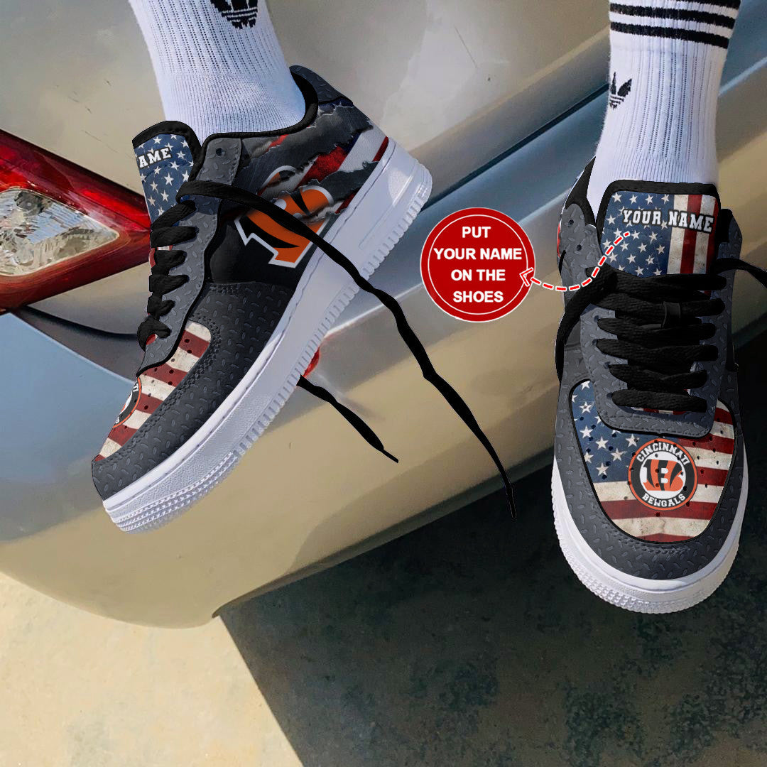 Ideafootwear Cincinnati Bengals NFL Air Low-Top Sneakers Shoes For Men And Women