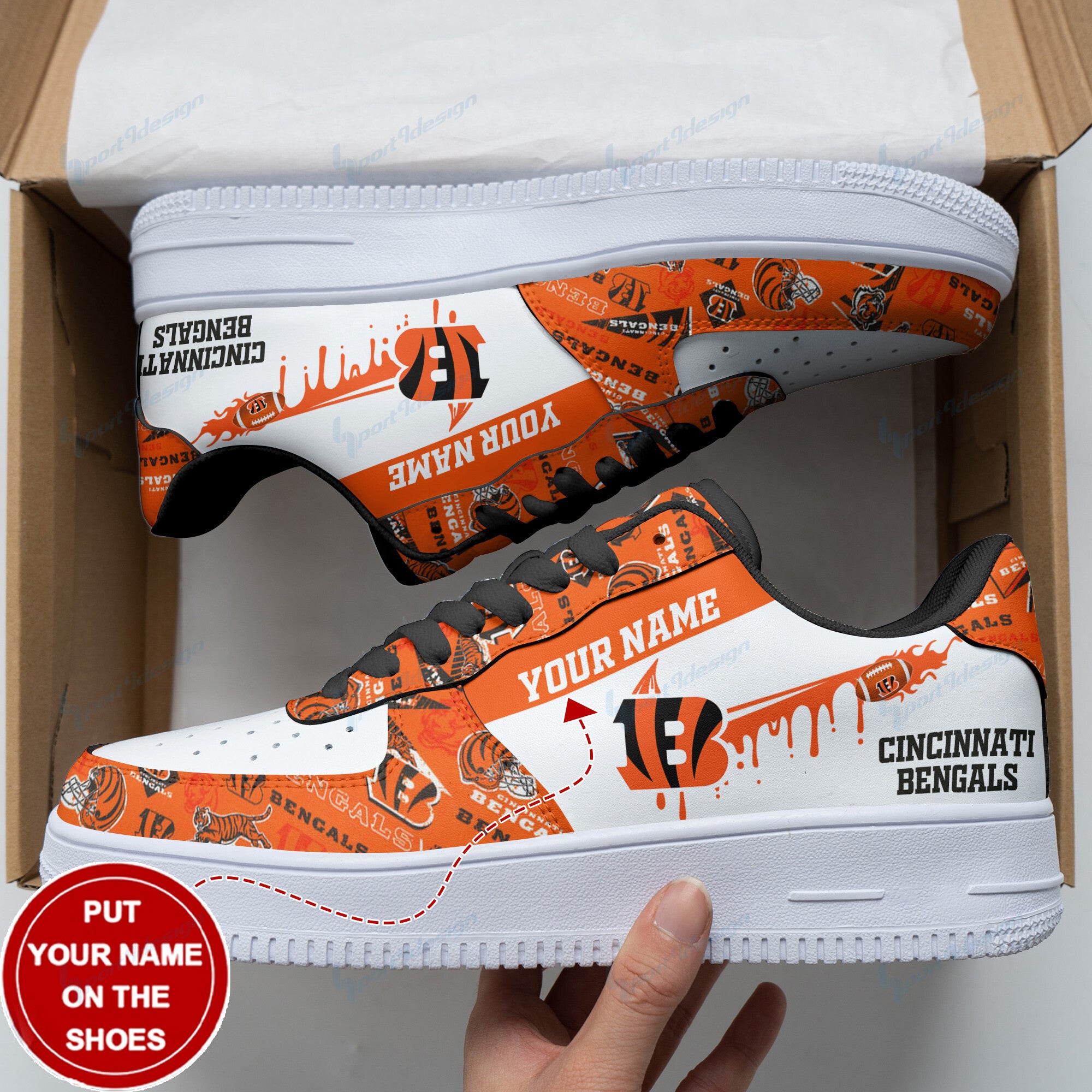 Ideafootwear Cincinnati Bengals NFL Air Low-Top Sneakers Shoes For Men And Women