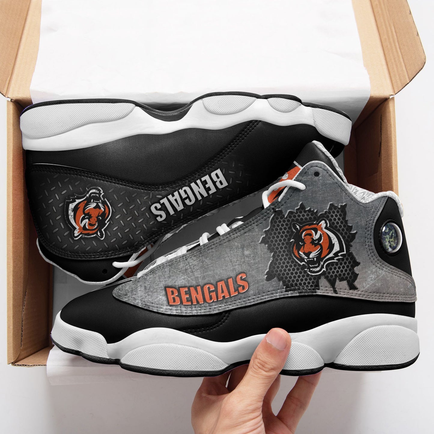 Ideafootwear Cincinnati Bengals NFL AJ13 Sneakers Shoes For Men And Women