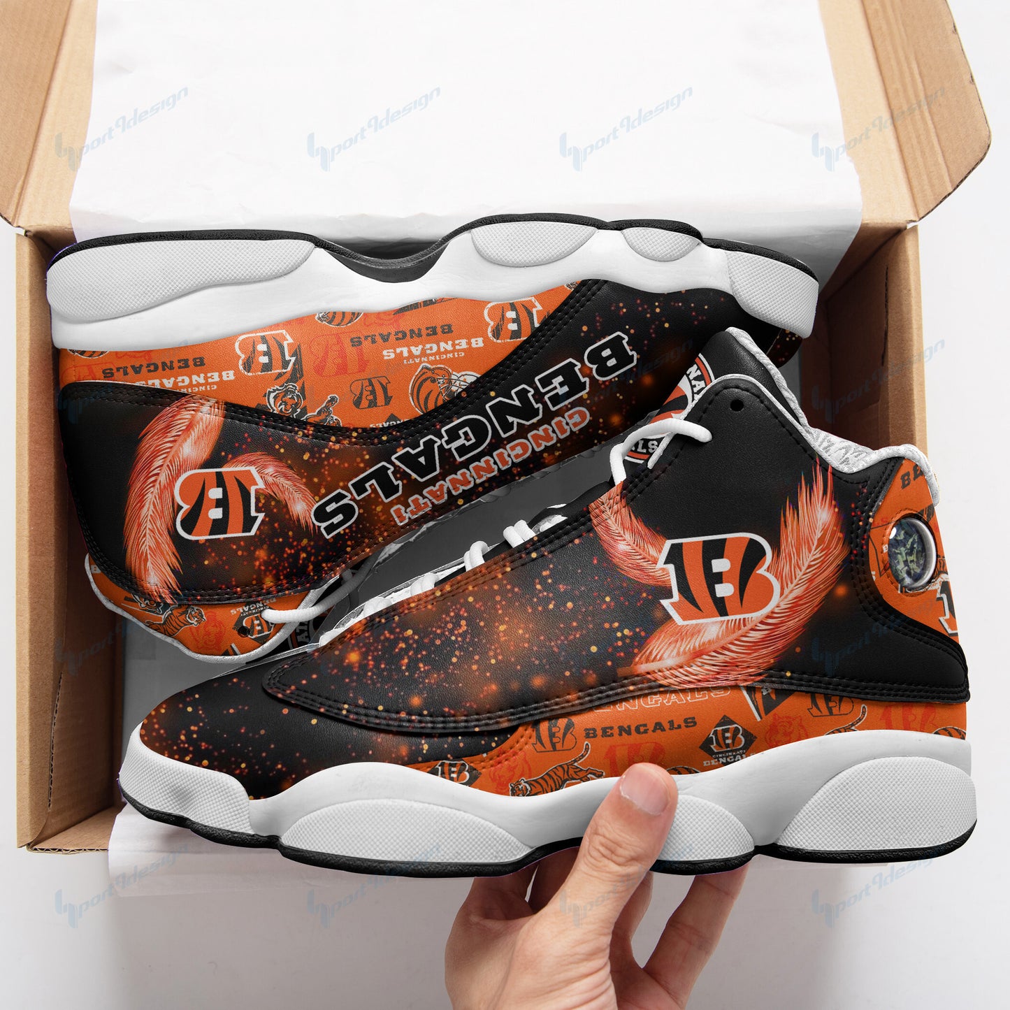 Ideafootwear Cincinnati Bengals NFL AJ13 Sneakers Shoes For Men And Women