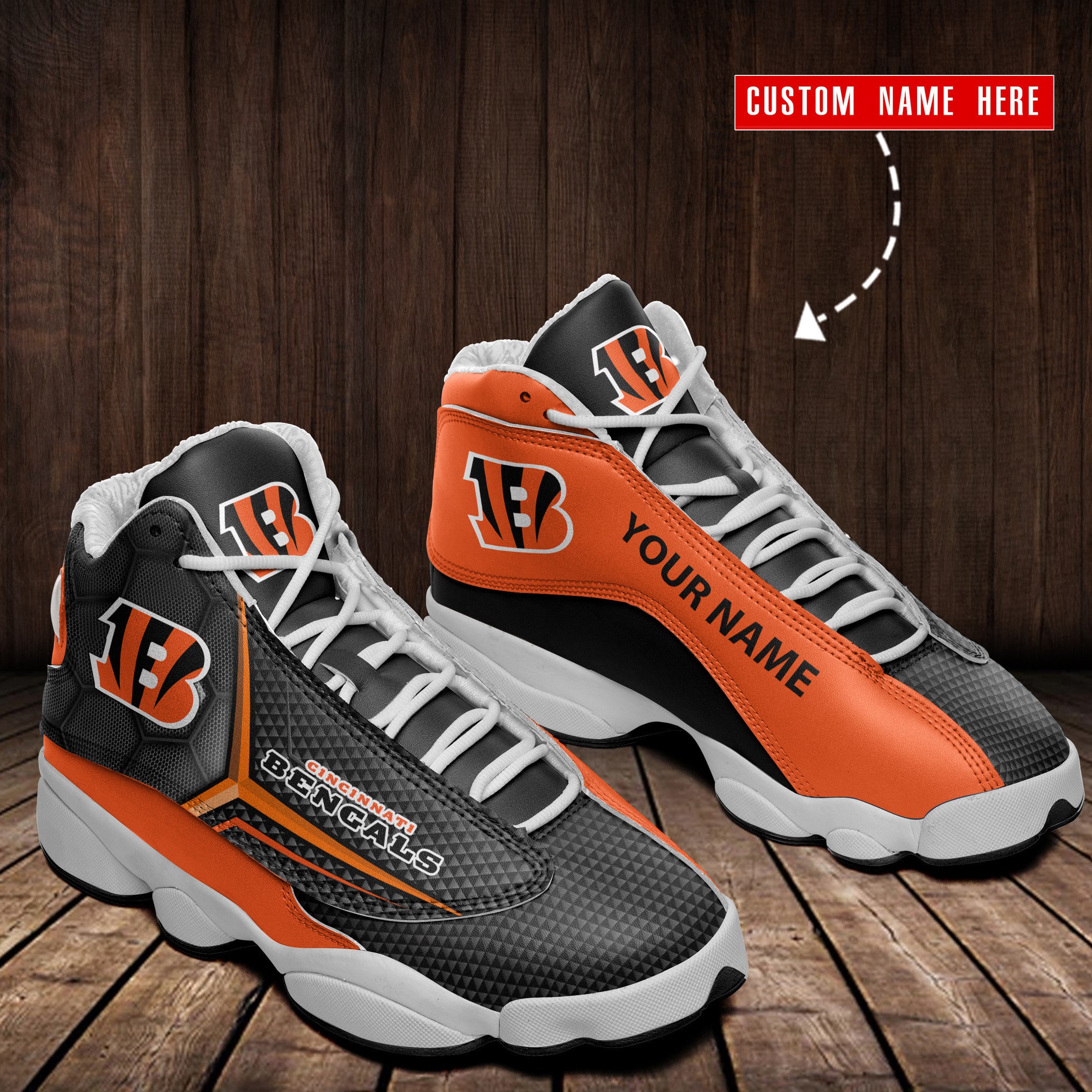 Ideafootwear Cincinnati Bengals NFL AJ13 Sneakers Shoes For Men And Women