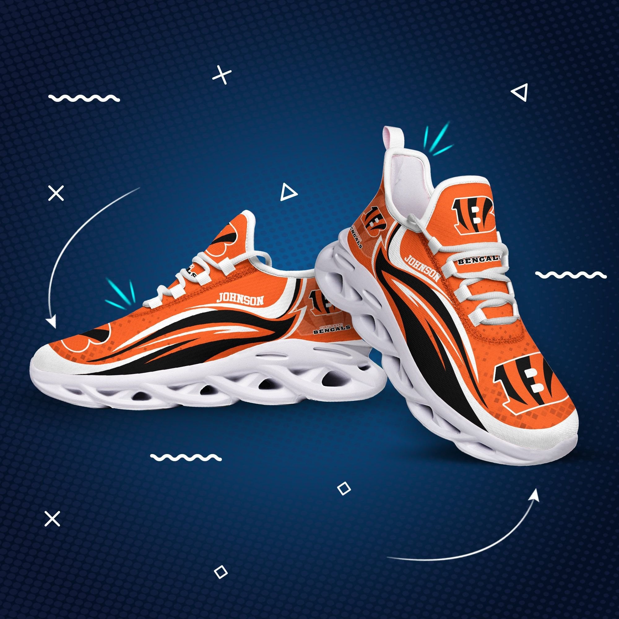 Ideafootwear Cincinnati Bengals NFL Max Soul Shoes Sneakers For Men And Women