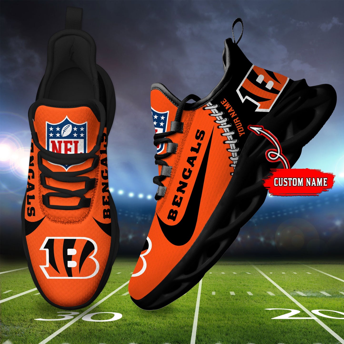 Ideafootwear Cincinnati Bengals NFL Max Soul Shoes Sneakers For Men And Women