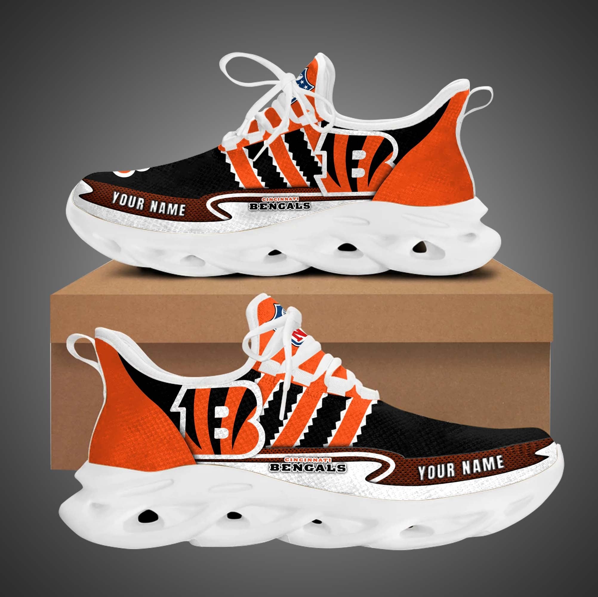 Ideafootwear Cincinnati Bengals NFL Max Soul Shoes Sneakers For Men And Women
