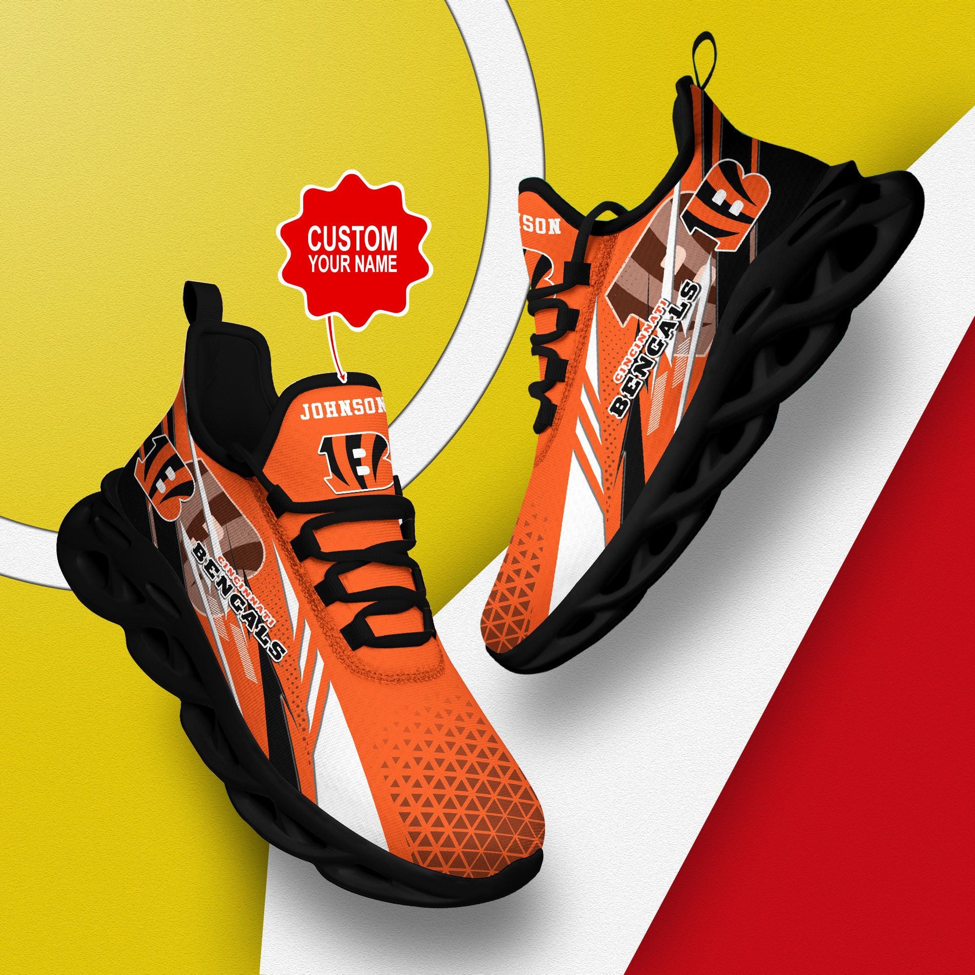 Ideafootwear Cincinnati Bengals NFL Max Soul Shoes Sneakers For Men And Women