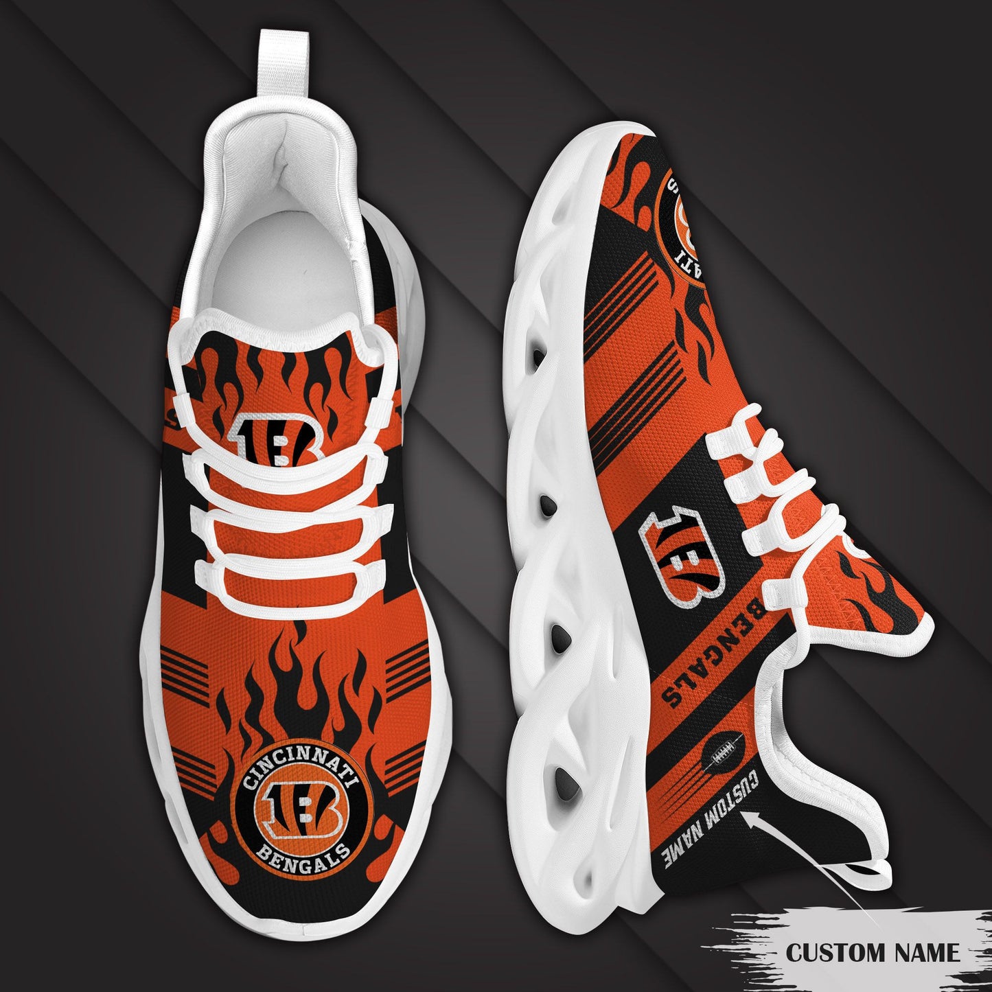 Ideafootwear Cincinnati Bengals NFL Max Soul Shoes Sneakers For Men And Women