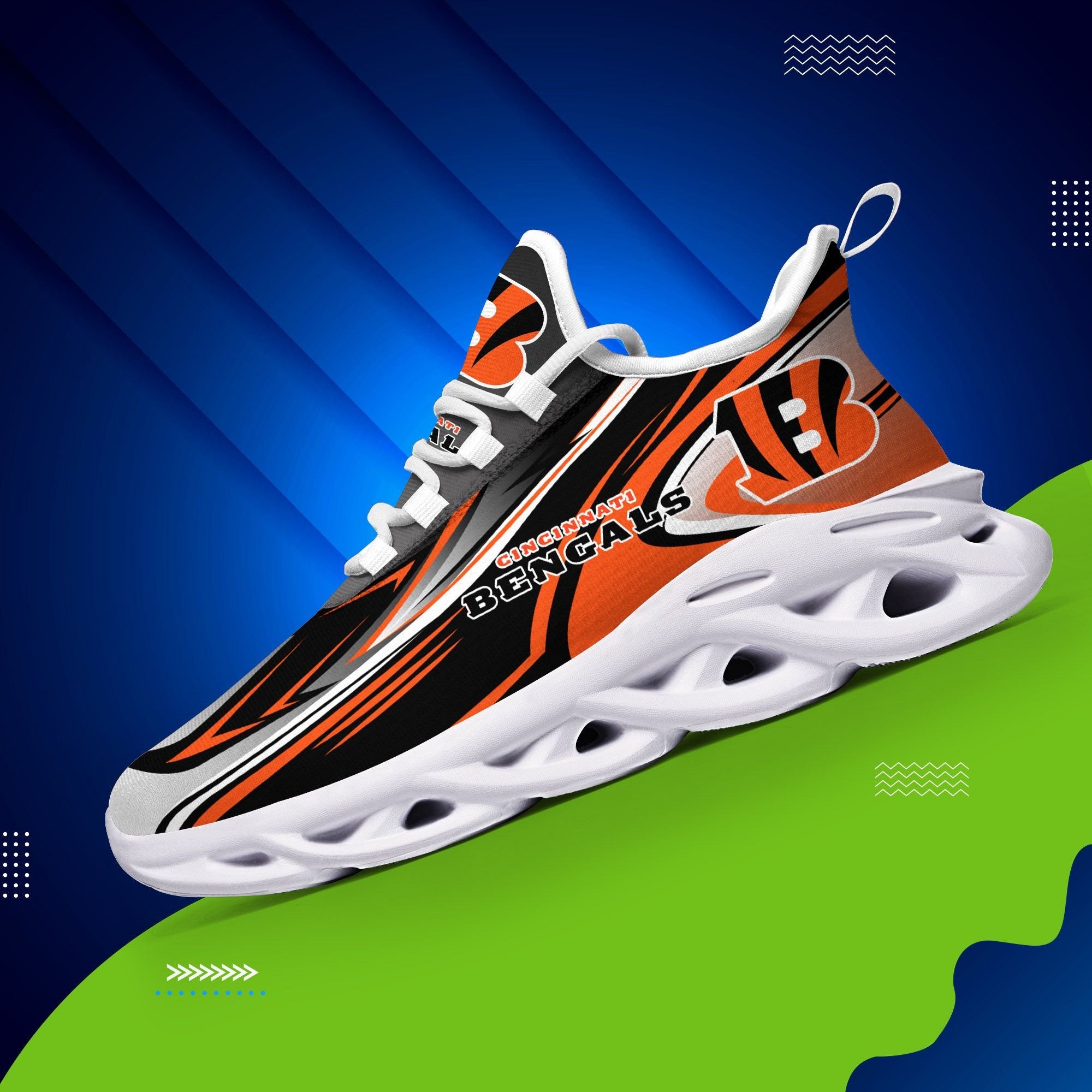 Ideafootwear Cincinnati Bengals NFL Max Soul Shoes Sneakers For Men And Women