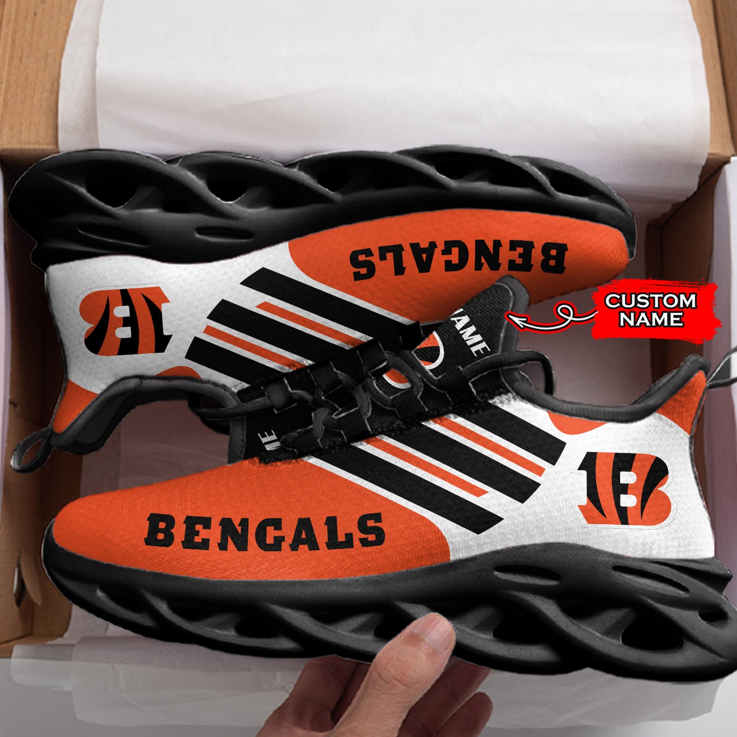 Ideafootwear Cincinnati Bengals NFL Max Soul Shoes Sneakers For Men And Women