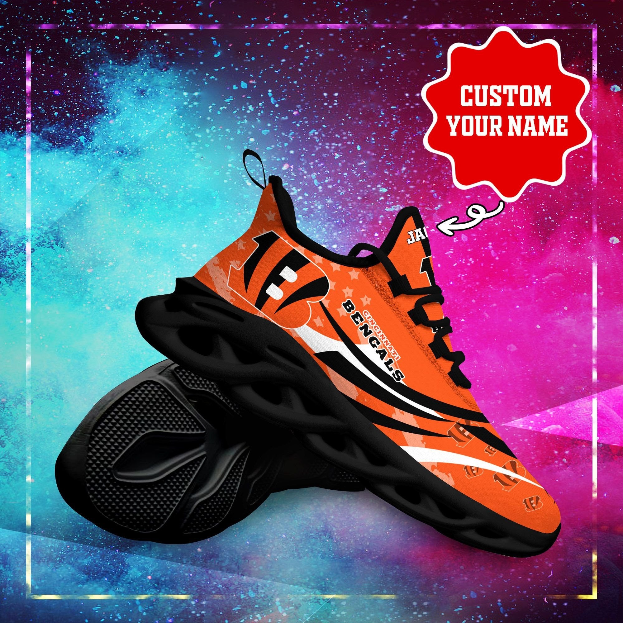 Ideafootwear Cincinnati Bengals NFL Max Soul Shoes Sneakers For Men And Women