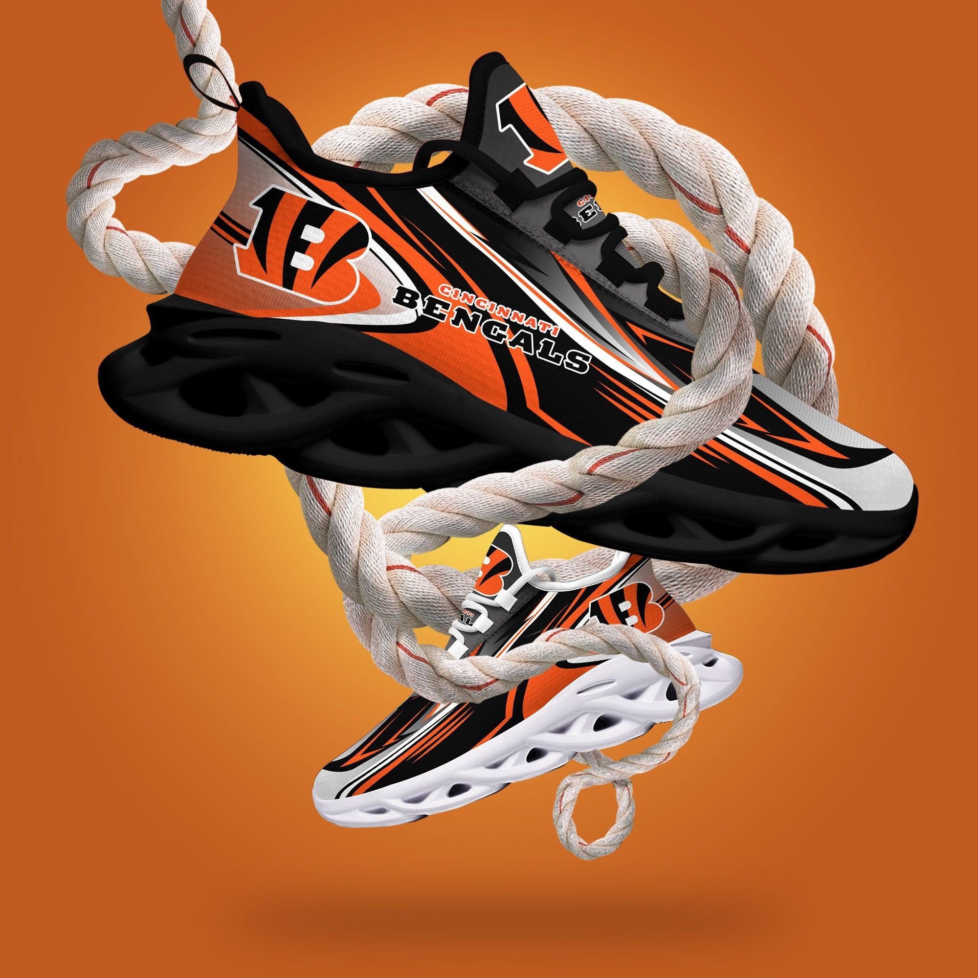 Ideafootwear Cincinnati Bengals NFL Max Soul Shoes Sneakers For Men And Women