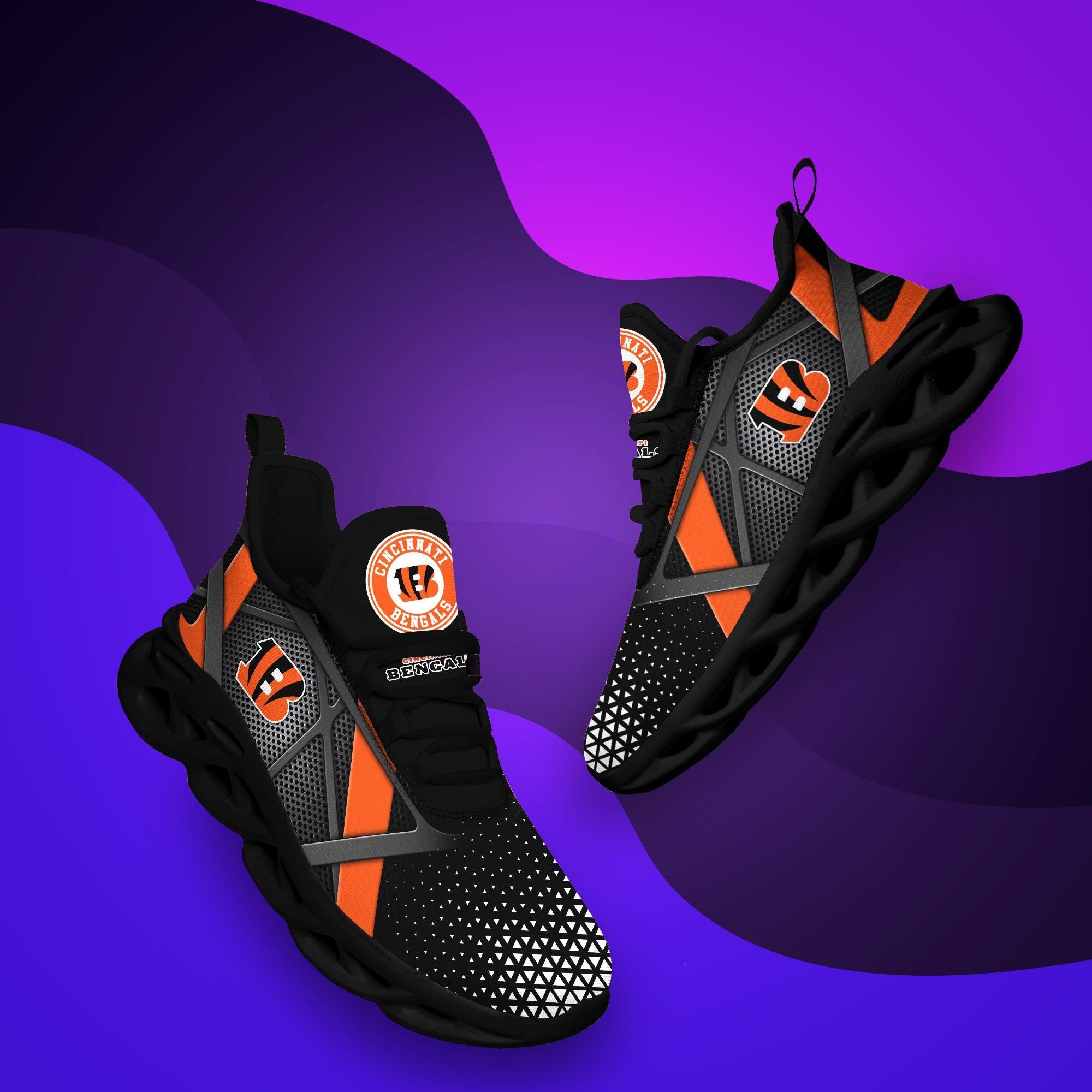 Ideafootwear Cincinnati Bengals NFL Max Soul Shoes Sneakers For Men And Women