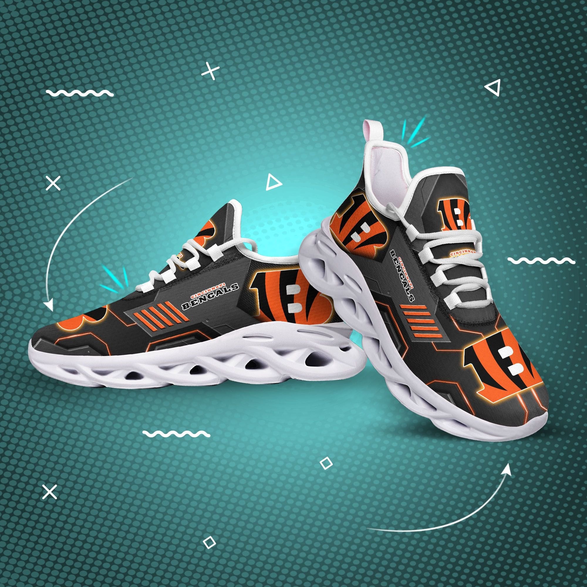 Ideafootwear Cincinnati Bengals NFL Max Soul Shoes Sneakers For Men And Women
