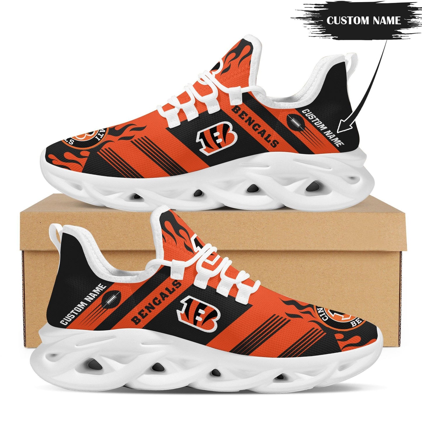 Ideafootwear Cincinnati Bengals NFL Max Soul Shoes Sneakers For Men And Women