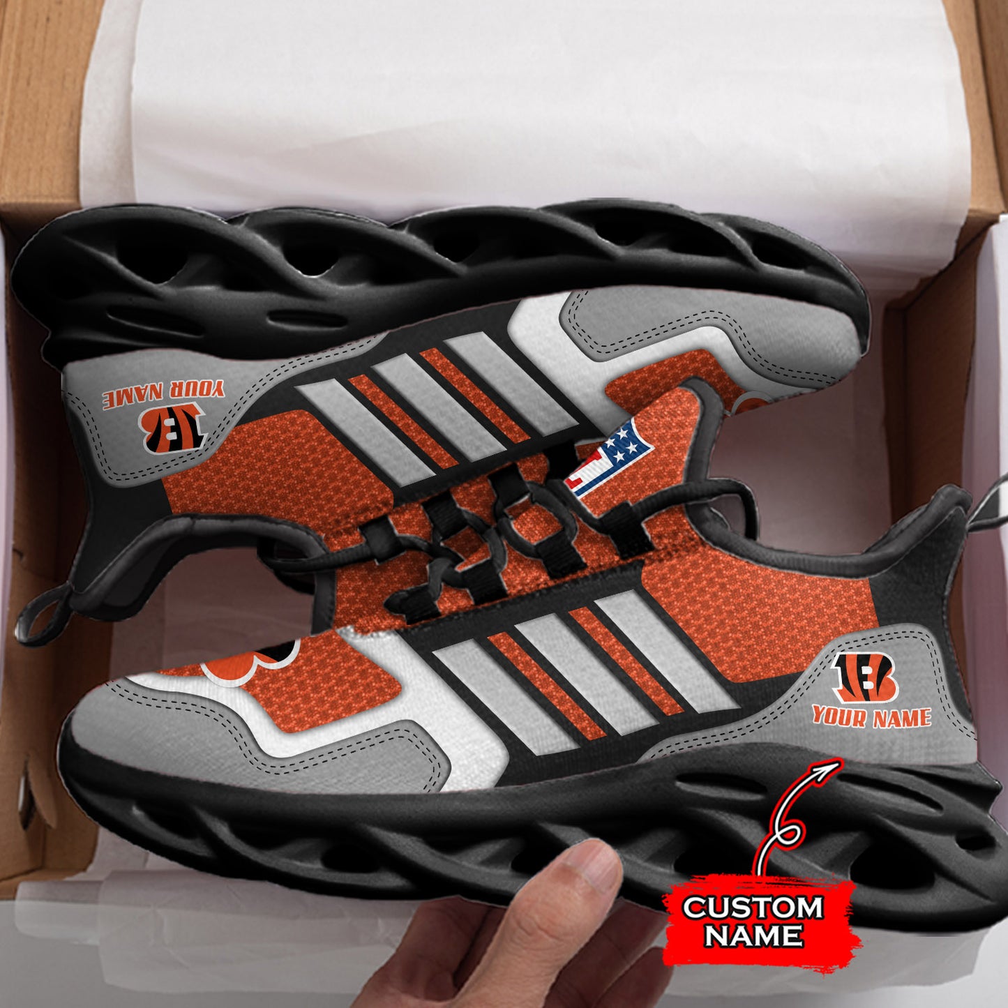 Ideafootwear Cincinnati Bengals NFL Max Soul Shoes Sneakers For Men And Women