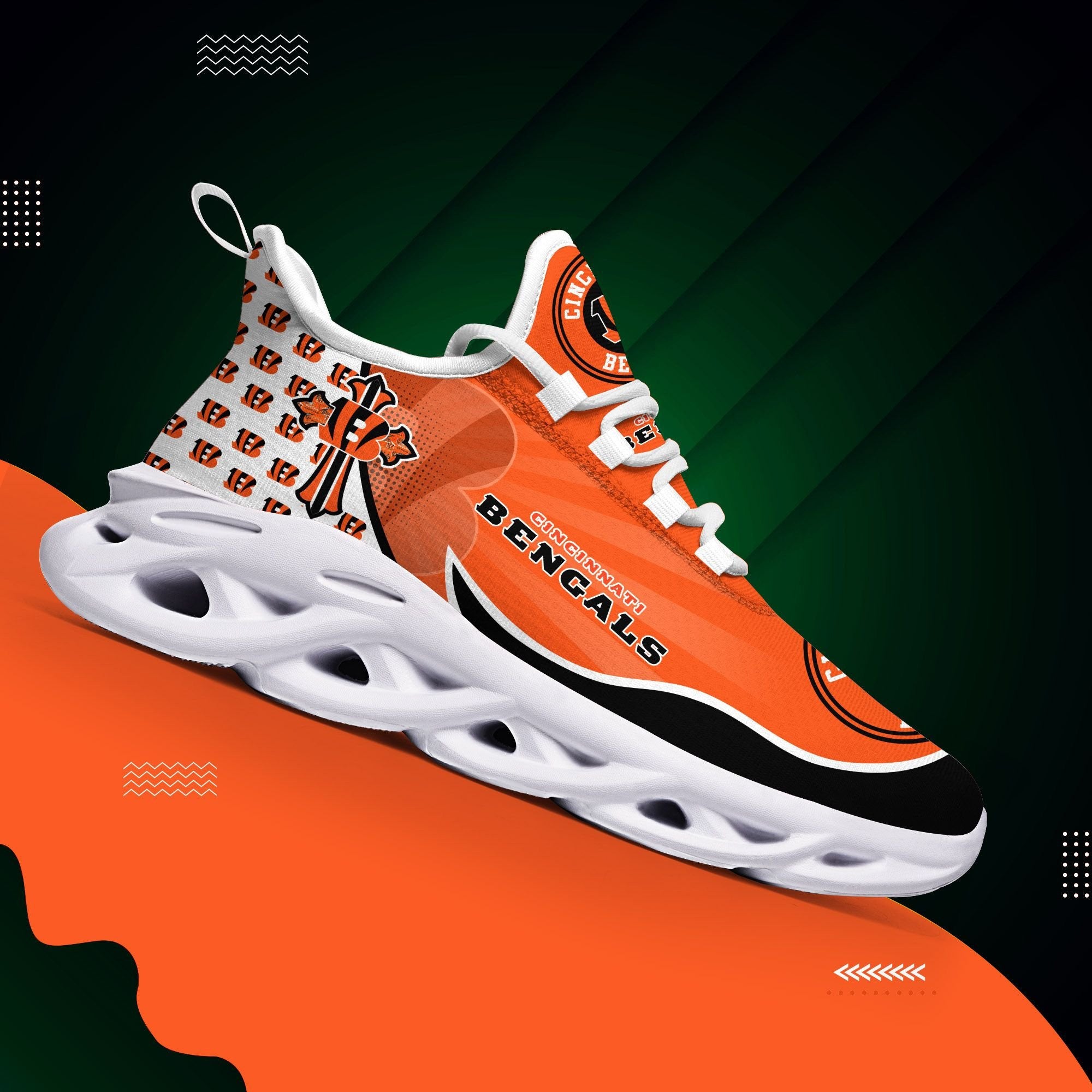Ideafootwear Cincinnati Bengals NFL Max Soul Shoes Sneakers For Men And Women
