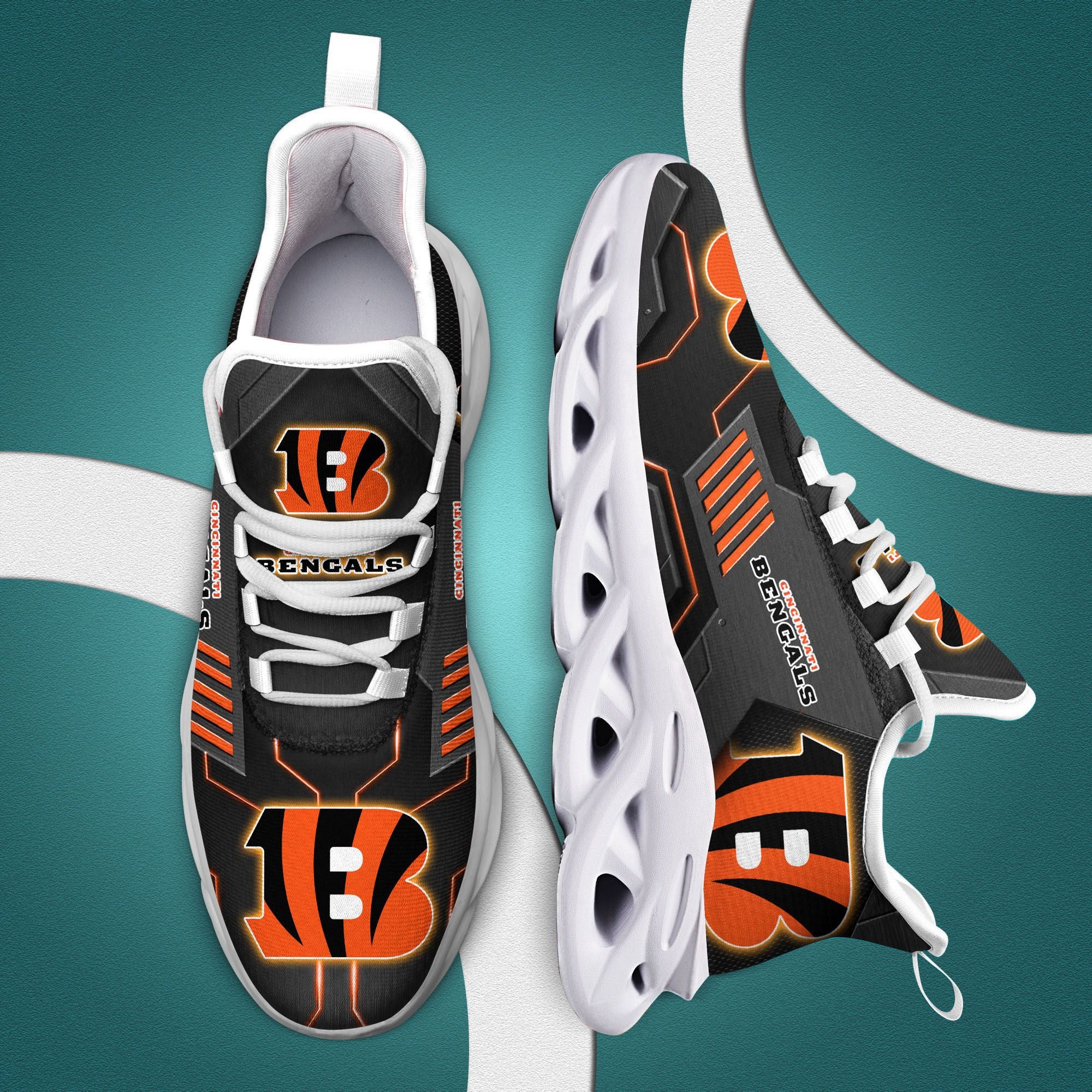 Ideafootwear Cincinnati Bengals NFL Max Soul Shoes Sneakers For Men And Women