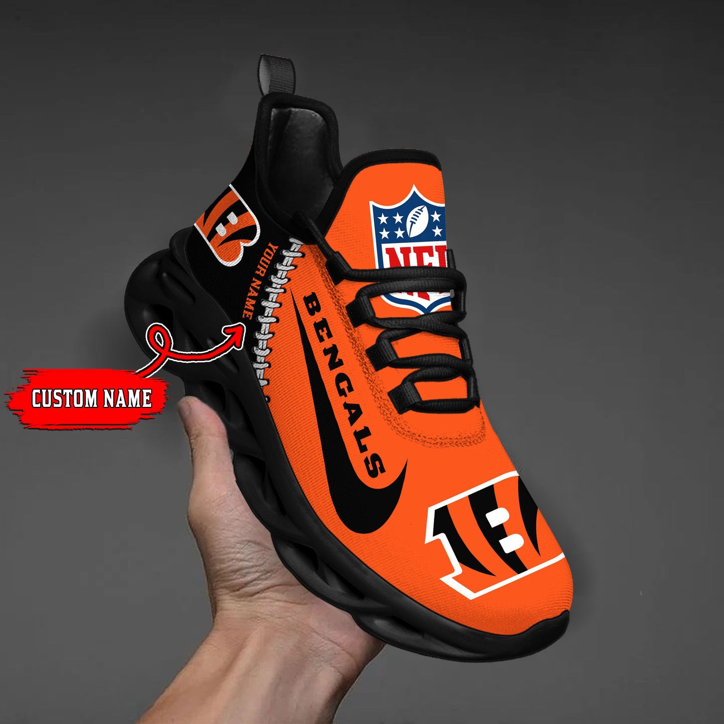 Ideafootwear Cincinnati Bengals NFL Max Soul Shoes Sneakers For Men And Women