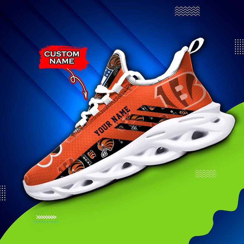 Ideafootwear Cincinnati Bengals NFL Max Soul Shoes Sneakers For Men And Women