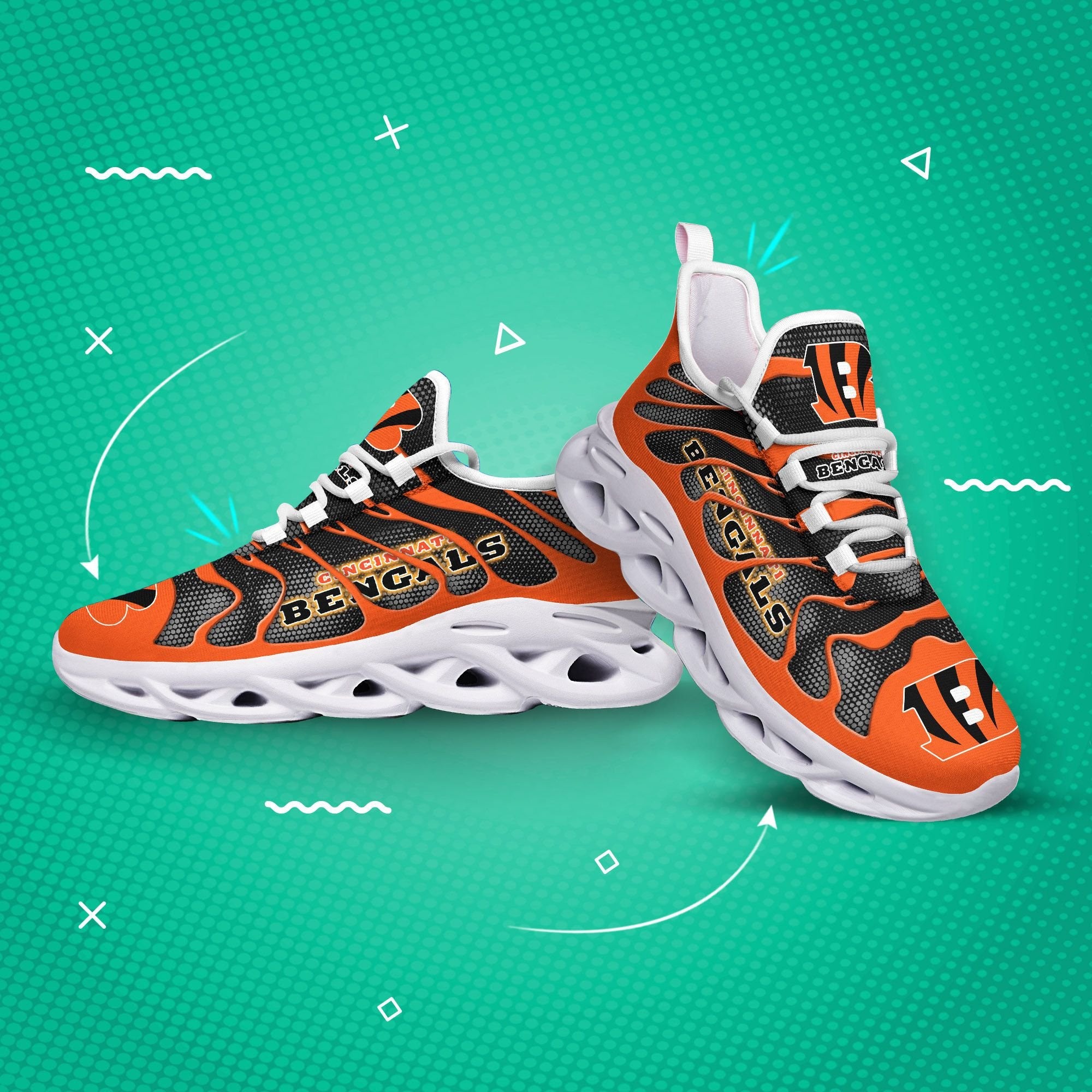 Ideafootwear Cincinnati Bengals NFL Max Soul Shoes Sneakers For Men And Women