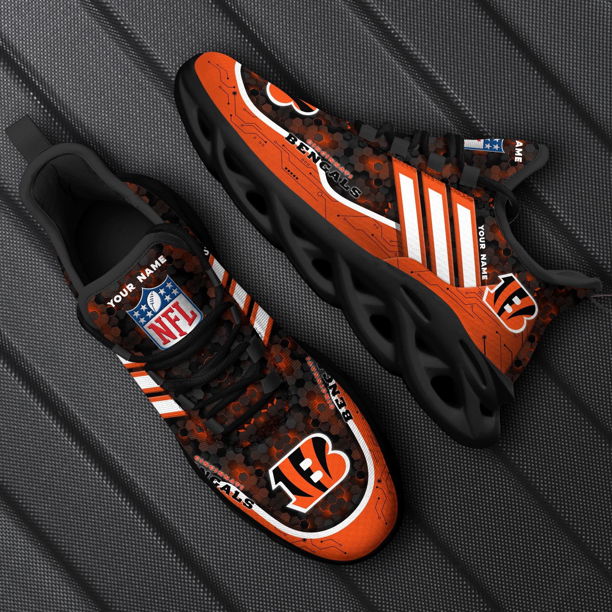 Ideafootwear Cincinnati Bengals NFL Max Soul Shoes Sneakers For Men And Women