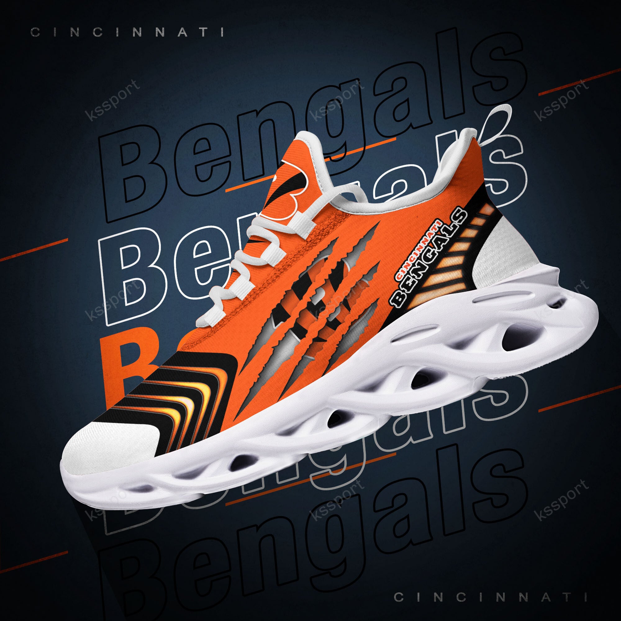 Ideafootwear Cincinnati Bengals NFL Max Soul Shoes Sneakers For Men And Women