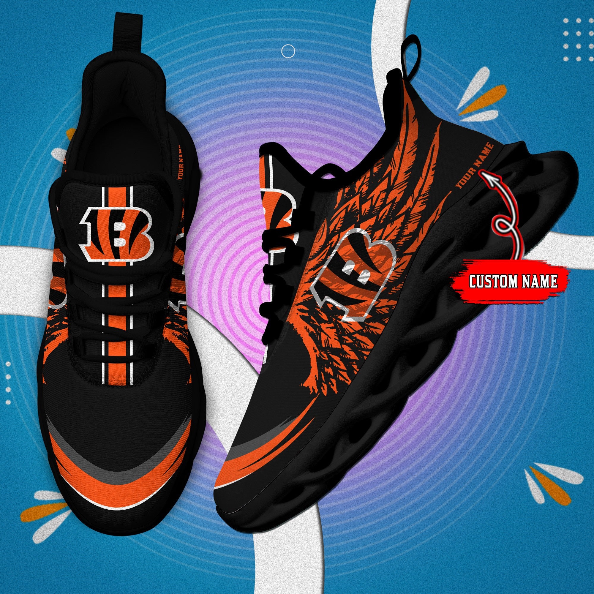 Ideafootwear Cincinnati Bengals NFL Max Soul Shoes Sneakers For Men And Women