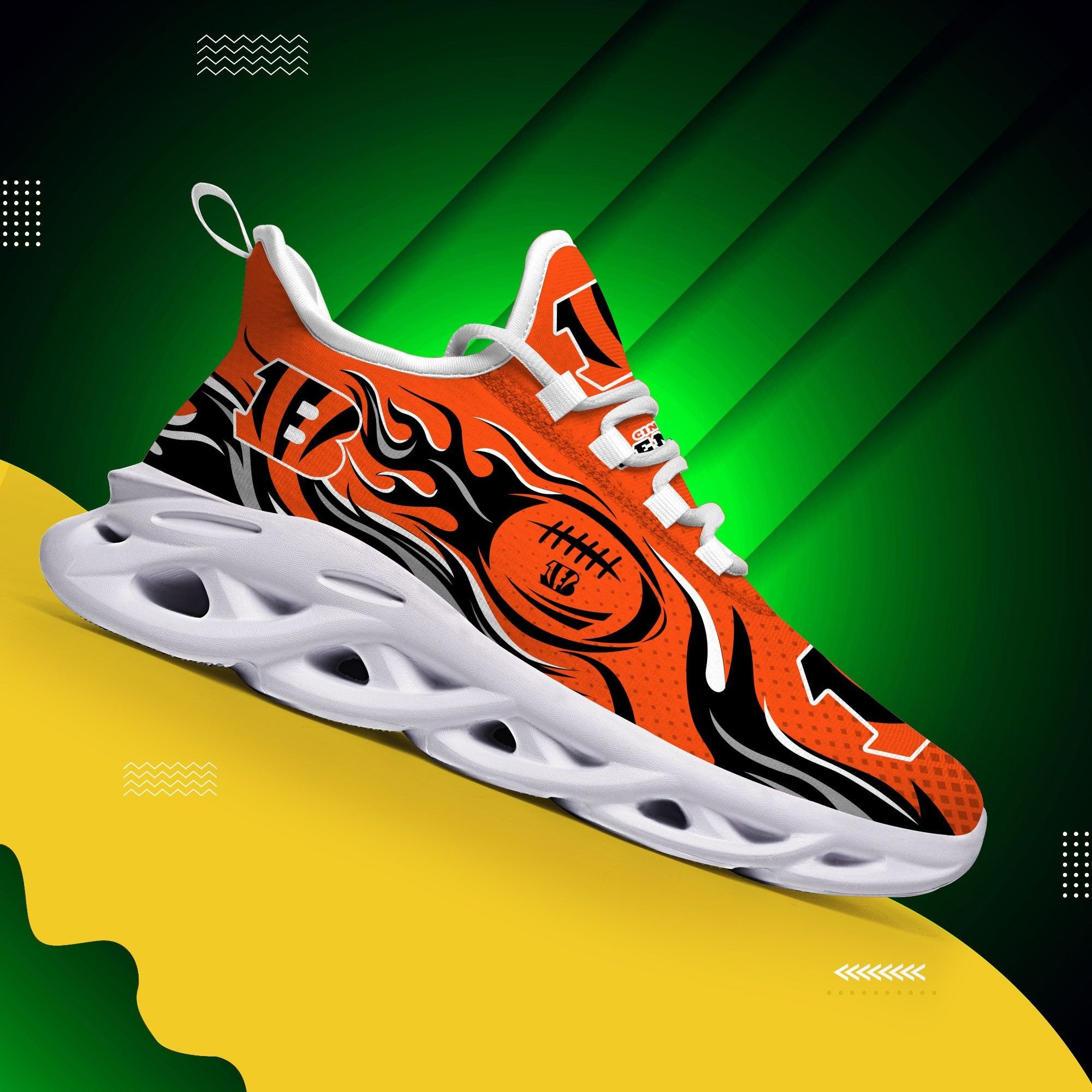 Ideafootwear Cincinnati Bengals NFL Max Soul Shoes Sneakers For Men And Women