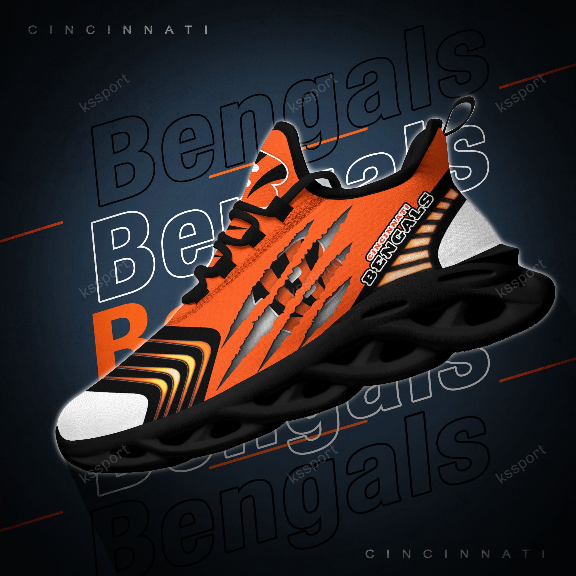 Ideafootwear Cincinnati Bengals NFL Max Soul Shoes Sneakers For Men And Women