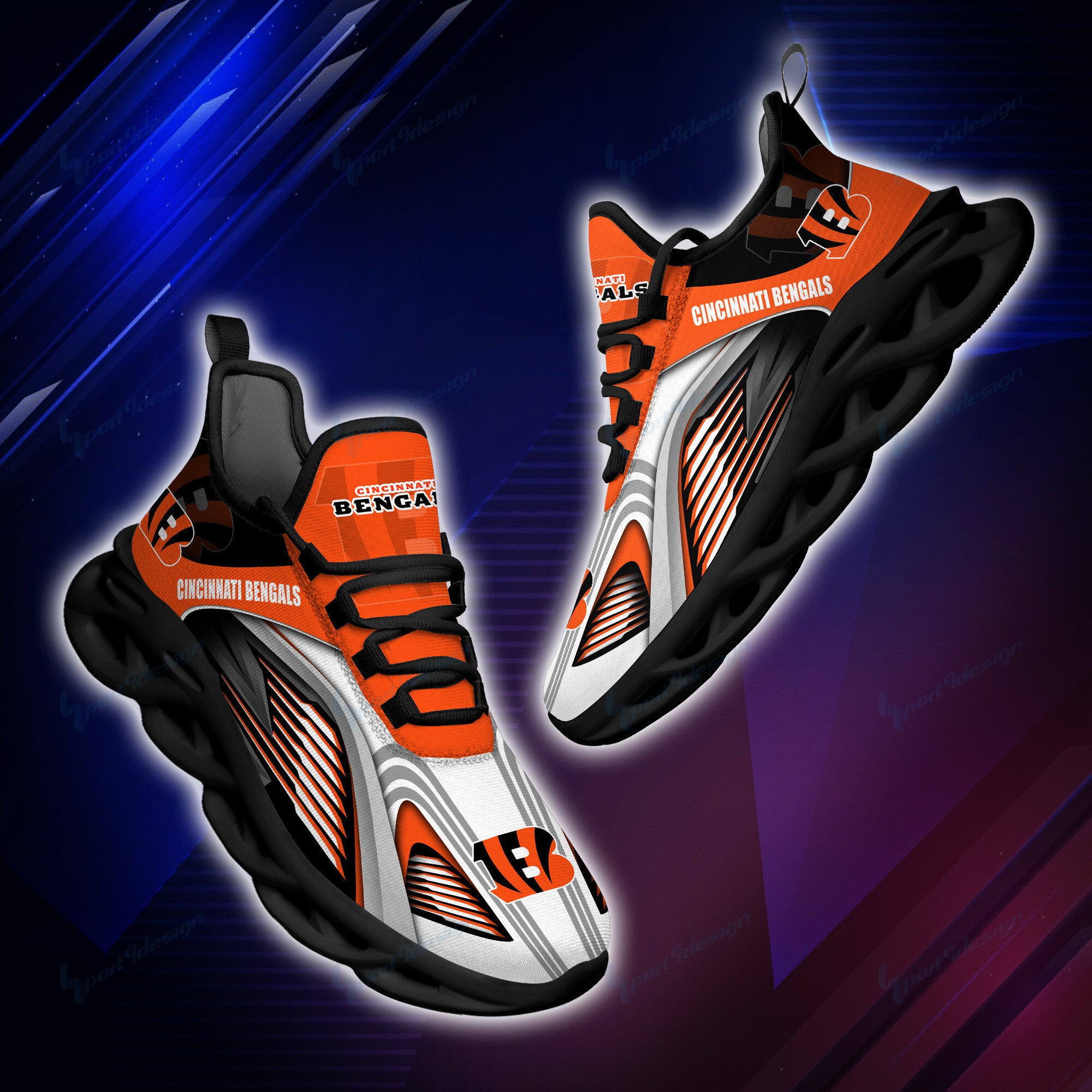 Ideafootwear Cincinnati Bengals NFL Max Soul Shoes Sneakers For Men And Women